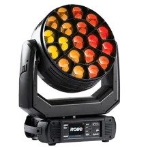 Ein Robe Spiider LED Moving Light mit gelb, orange und rot leuchtenden Linsen